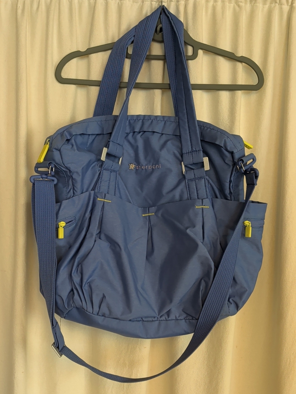 Sherpani Blue Tote with Yellow Zip Accents